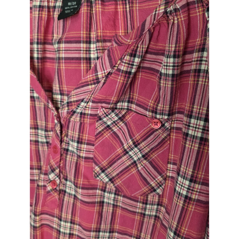 Women's Lane Bryant Pink Plaid Long Sleeve Pullover Blouse Size 18/20 - Picture 4 of 5